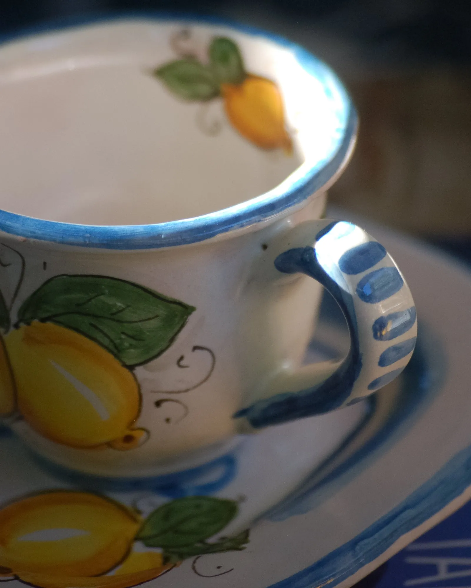 Italian ceramic breakfast Set - BUONGIORNO/ La Vita 'e piu bella con te,  lemon theme