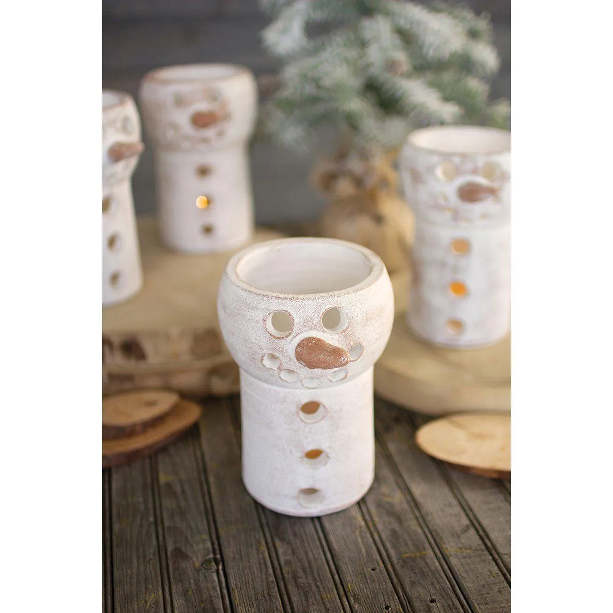 Kalalou - CLAY SNOWMAN LUMINARY - H3962
