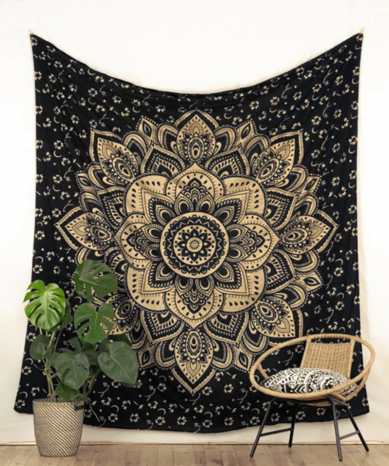 Lotus Flower Tapestry Golden