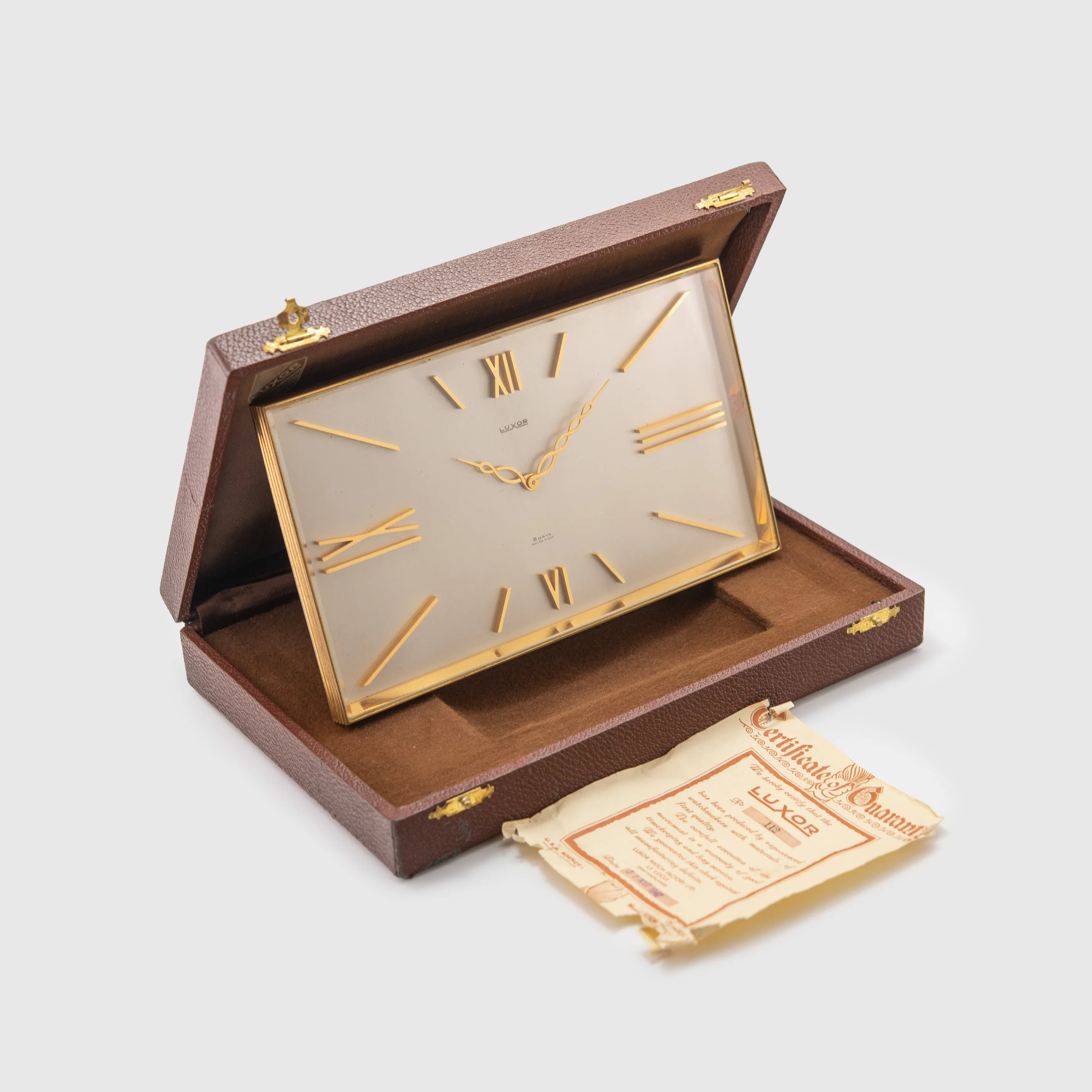 Luxor Desk Clock with Box & Papers
