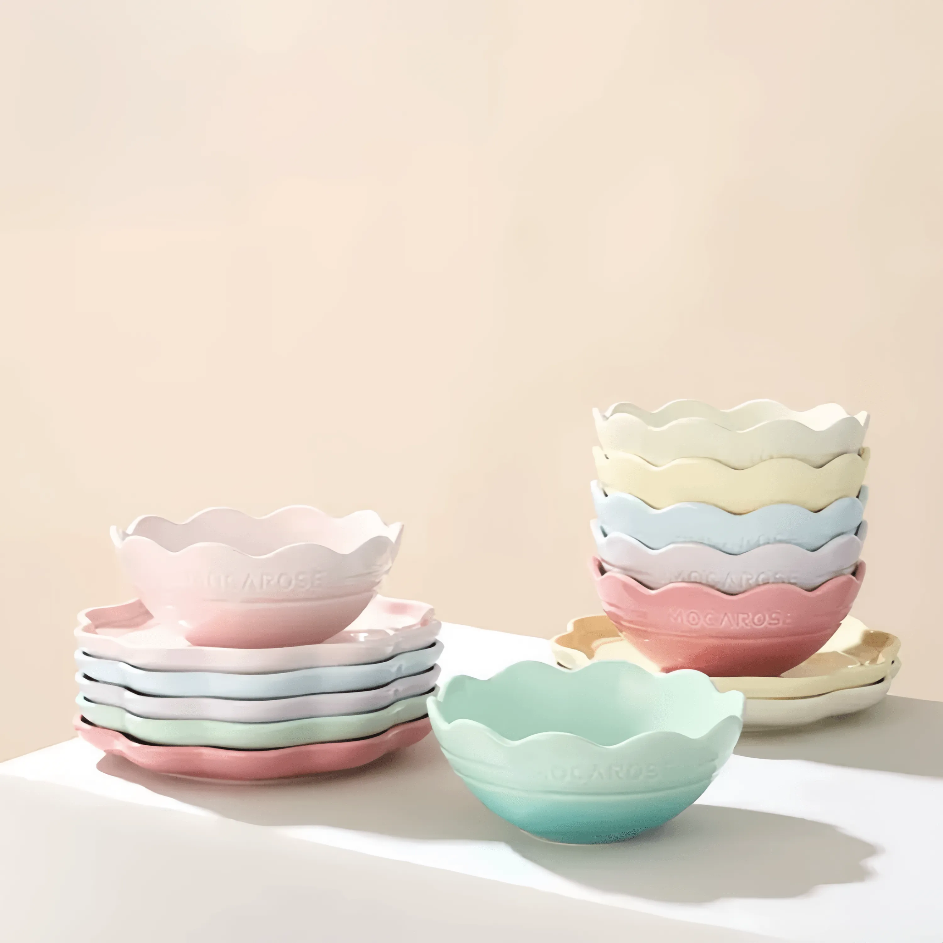 Mocarose Bowls & Plates & Elegance Dinnerware Set