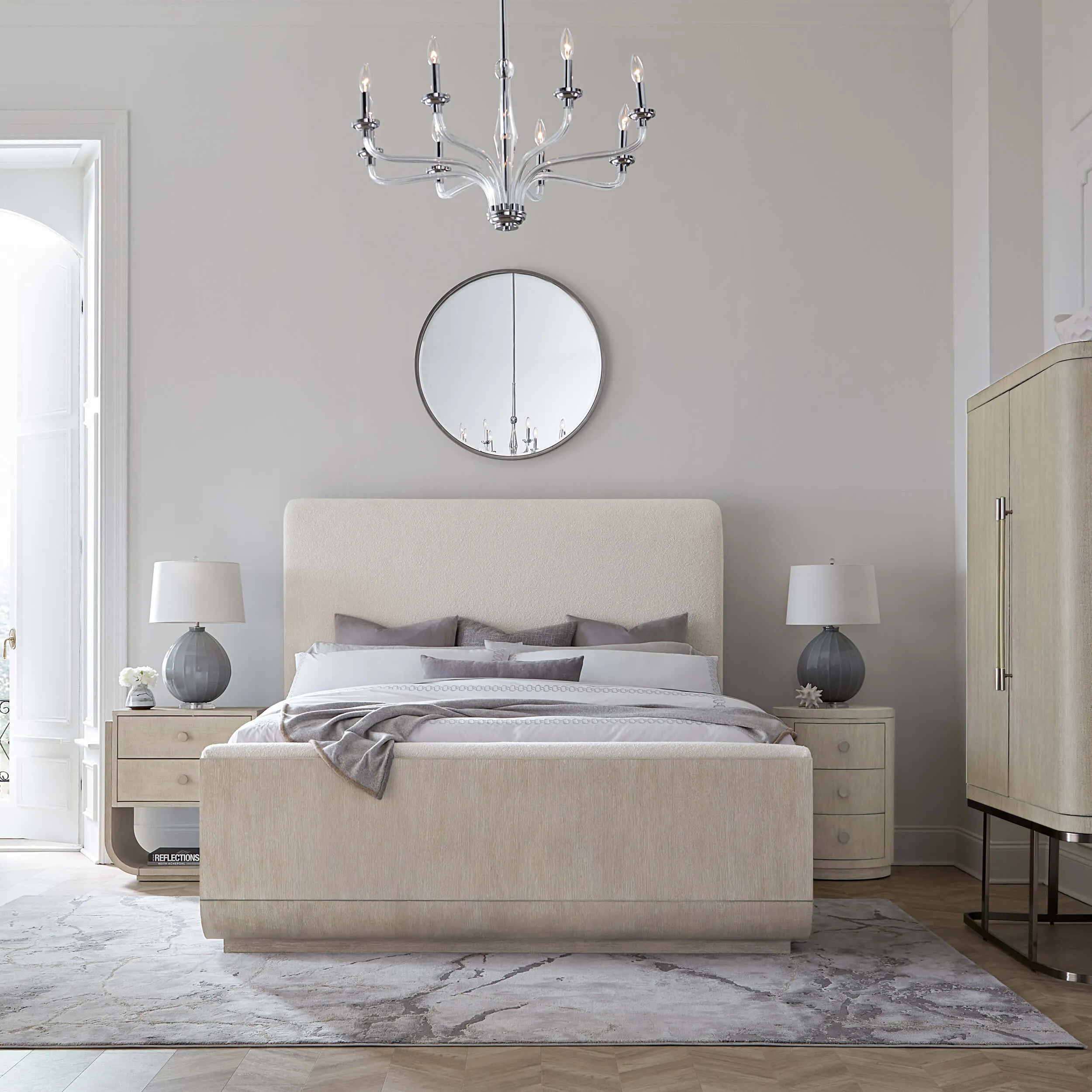 Modern Mood Upholstered Panel Bed, Inverness Natural/Diamond
