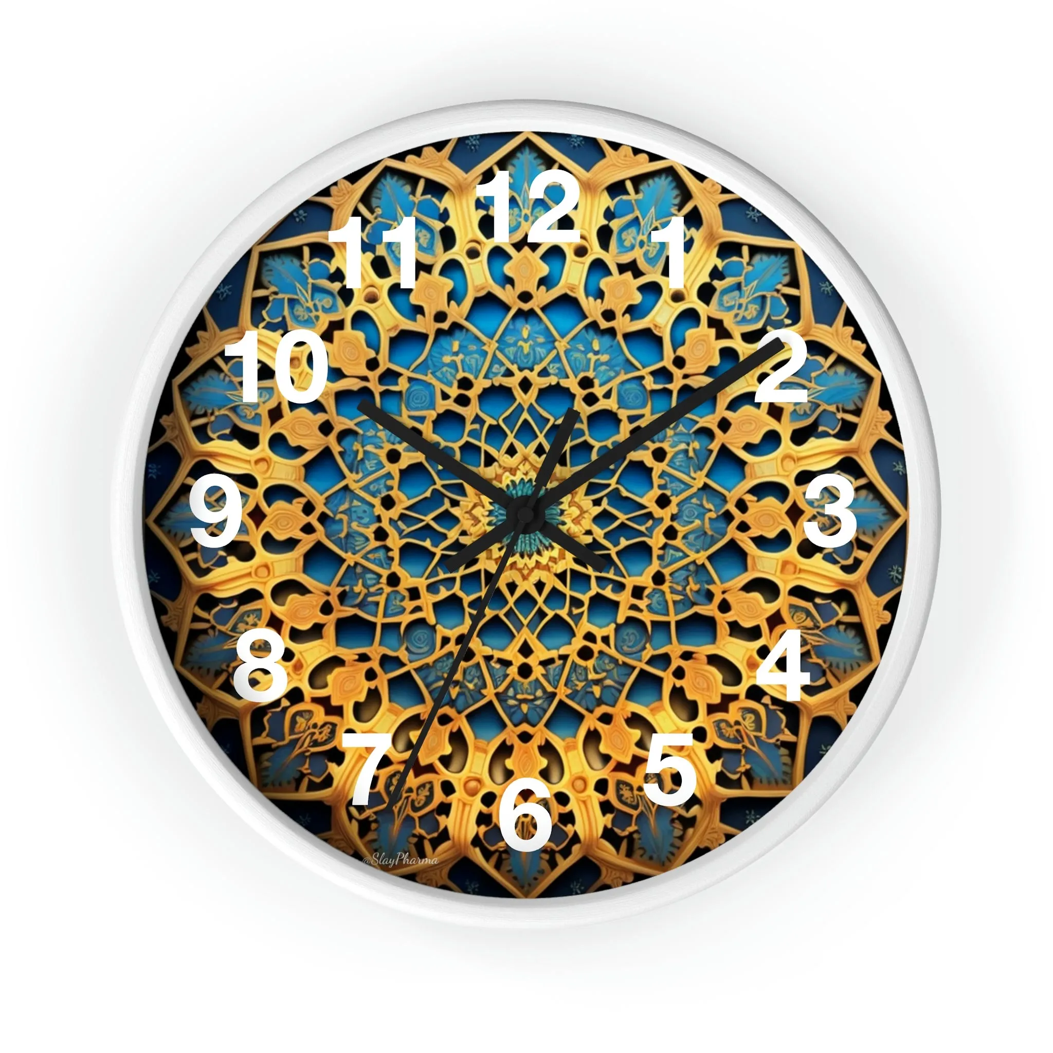 Muqarnas pattern Wall Clock w/ numbers
