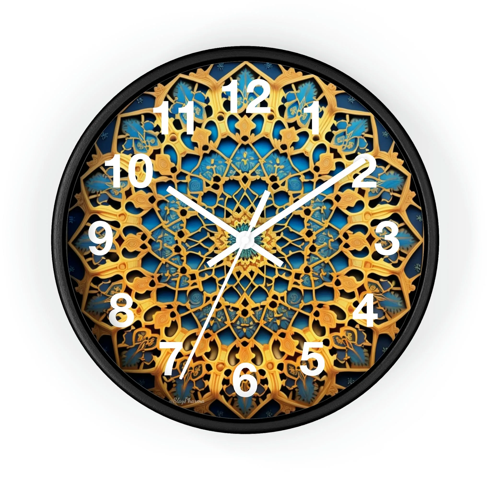 Muqarnas pattern Wall Clock w/ numbers
