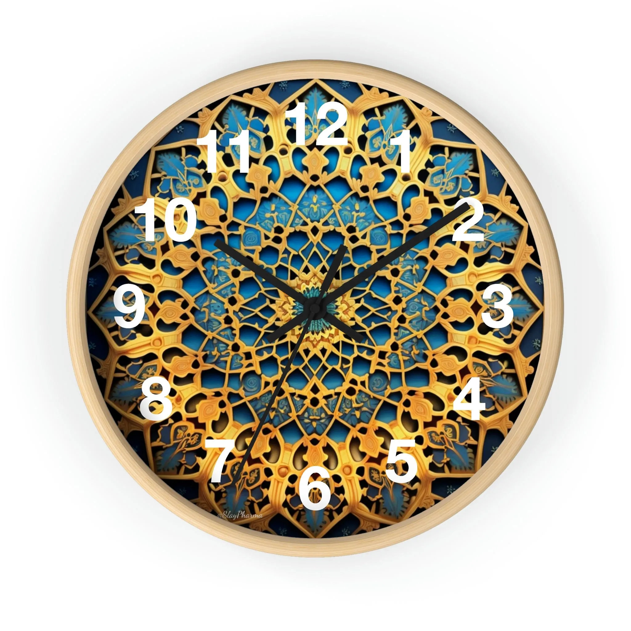 Muqarnas pattern Wall Clock w/ numbers