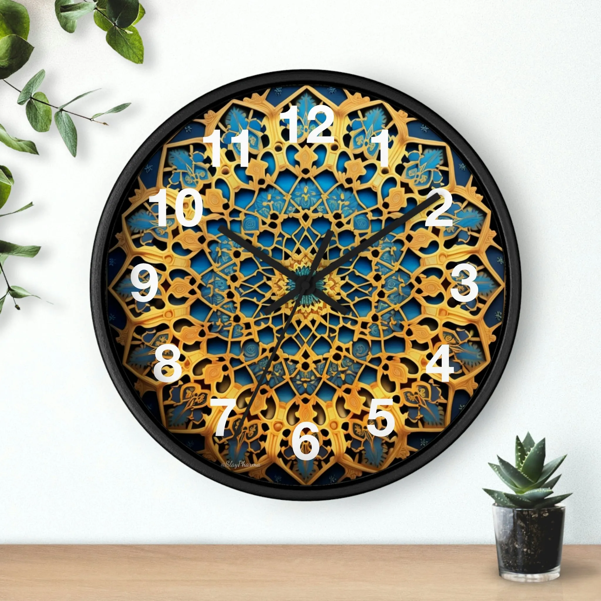 Muqarnas pattern Wall Clock w/ numbers