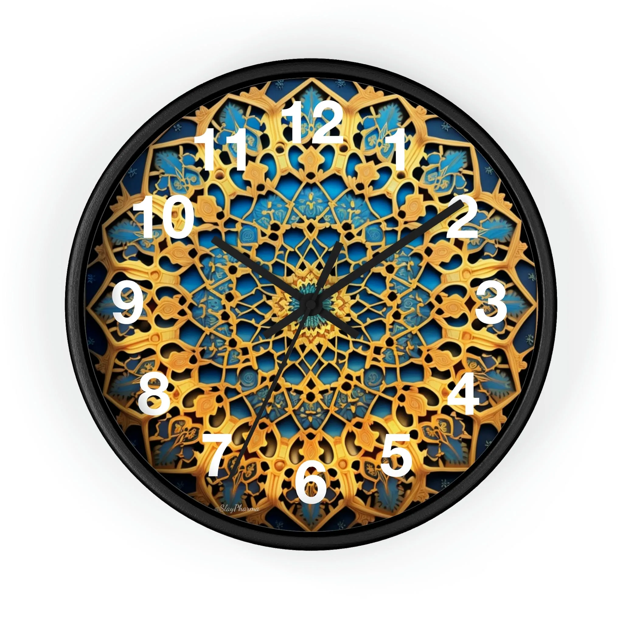 Muqarnas pattern Wall Clock w/ numbers