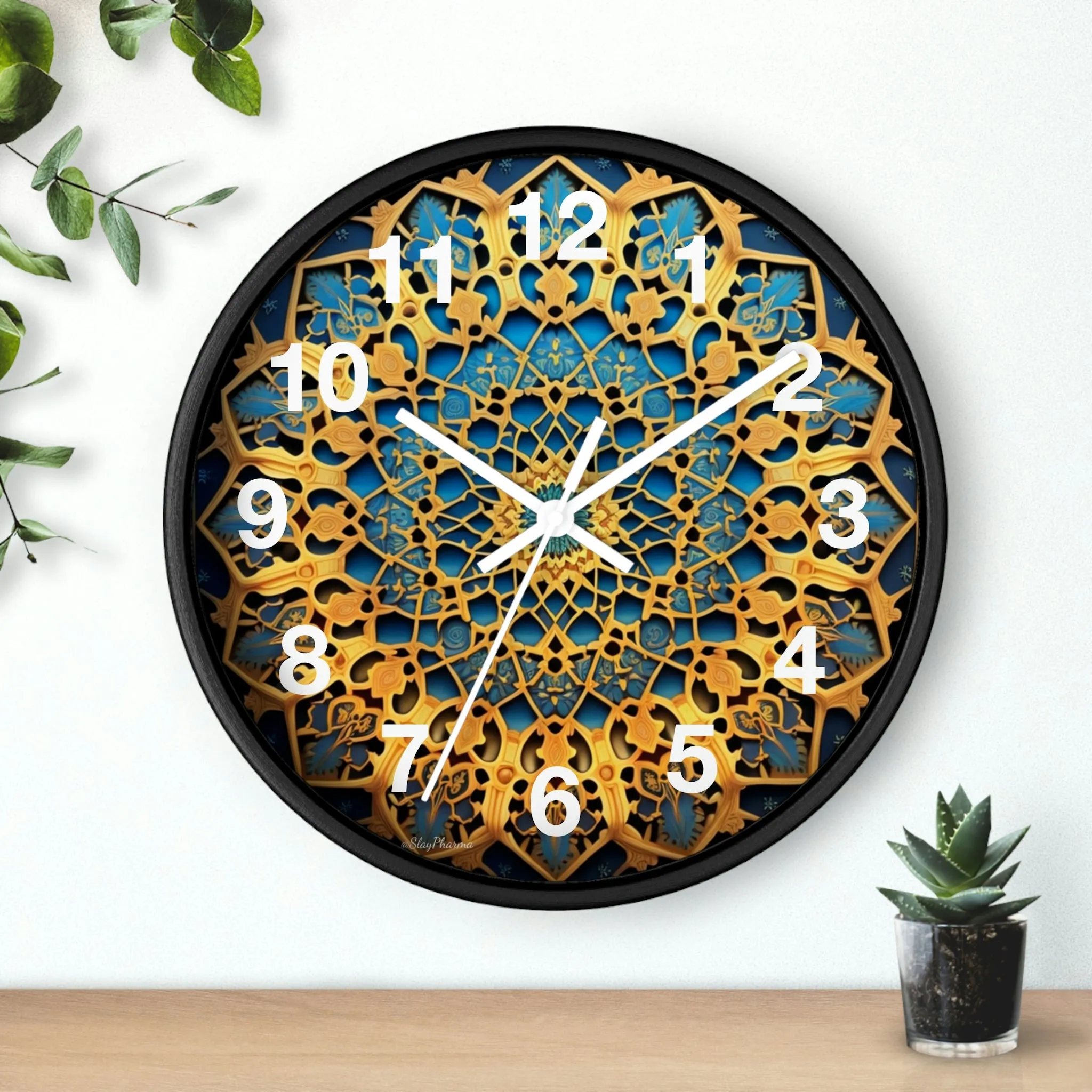 Muqarnas pattern Wall Clock w/ numbers