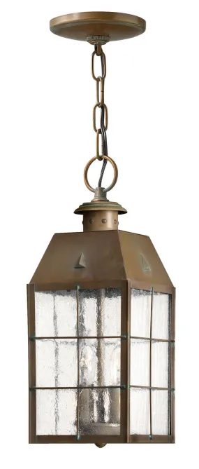 Nantucket Medium Hanging Lantern in Aged Brass