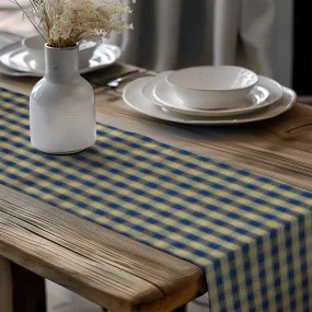 Navy Blue Plaid and Check Homespun Rustic Country Table Runners