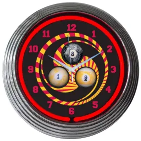 Neonetics BILLIARDS 1, 8, 9 NEON CLOCK