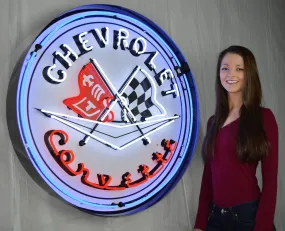 Neonetics Corvette Flags 36 Inch Neon Sign In Metal Can