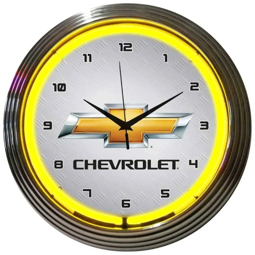Neonetics GM CHEVROLET YELLOW NEON CLOCK