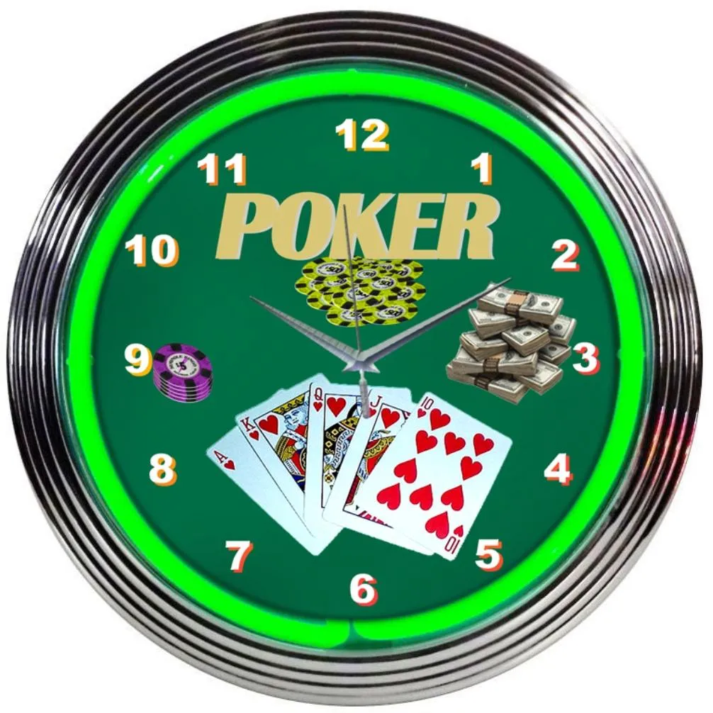 Neonetics POKER GREEN NEON CLOCK
