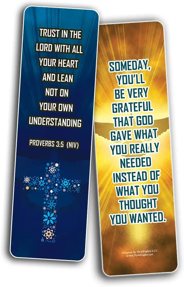 NewEights Famous Verses and Quotes on Trust (12-Pack) – Daily Motivational Card Set – Collection Set Book Page Clippers – Ideal for Church Events