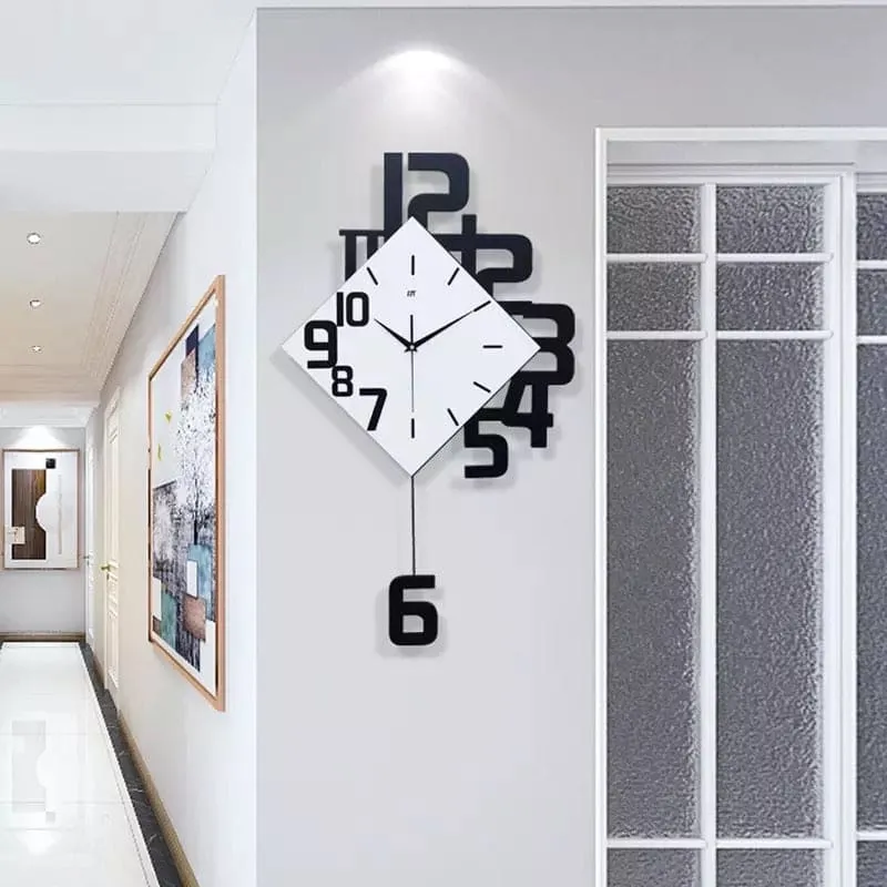 Nordic Style Luxury Swing Wall Clock, Classic Wooden Creative Clock, Swing Hanging Mute Pendulum Wall Clock