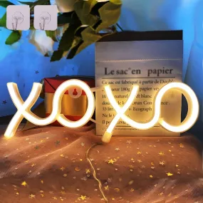 NWQ ENUOLI Neon Lights for Wall Decor XOXO Warm White LED Neon Sign 11.8x3.8 Inches USB/Battery Powered LED Night Light for Bedroom Home Decor Kids Room Gift