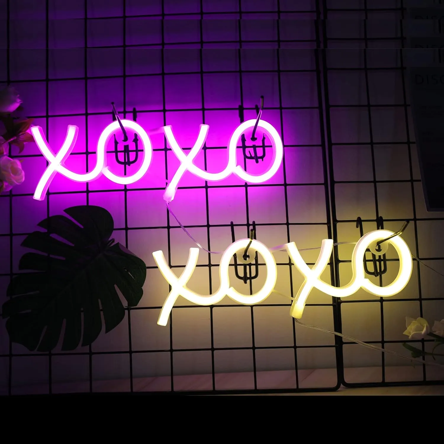 NWQ ENUOLI Neon Lights for Wall Decor XOXO Warm White LED Neon Sign 11.8x3.8 Inches USB/Battery Powered LED Night Light for Bedroom Home Decor Kids Room Gift