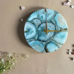Obelia Handcrafted Agate Wall Clock - Turquoise