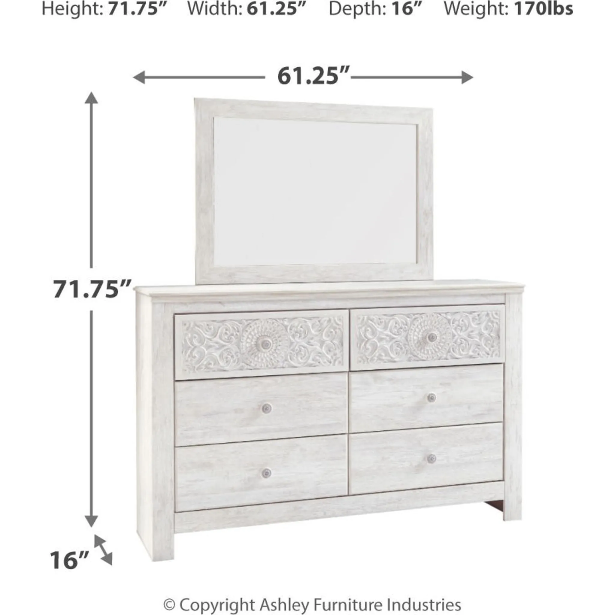 Paxberry 5 Piece Queen Panel Bedroom - Whitewash