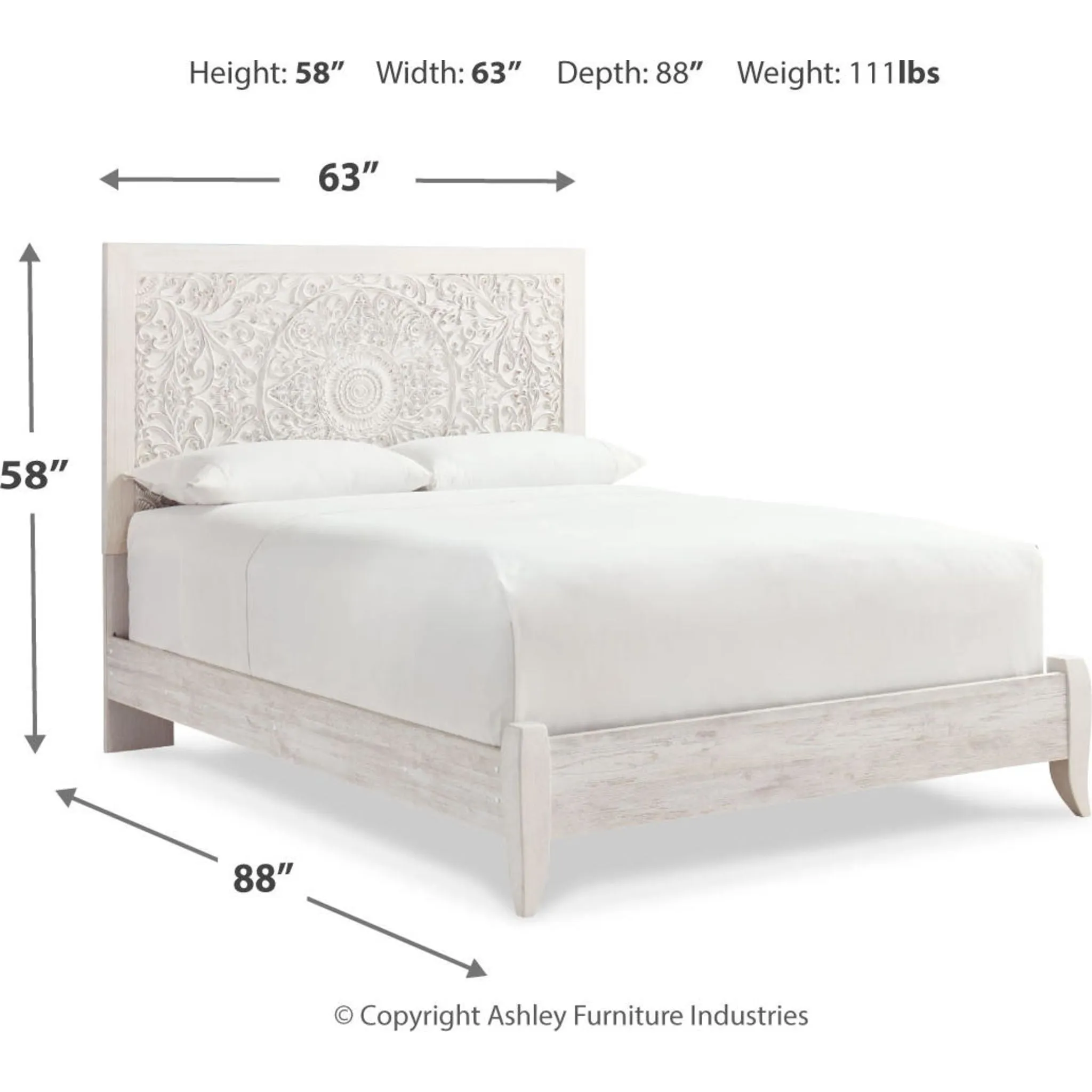 Paxberry 5 Piece Queen Panel Bedroom - Whitewash