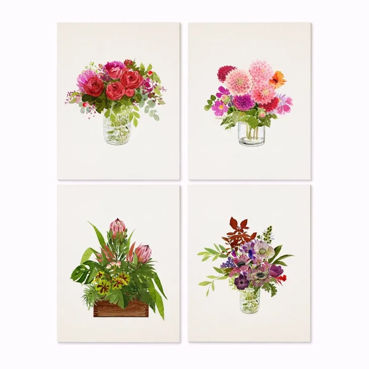 Plum Bouquets Note Cards