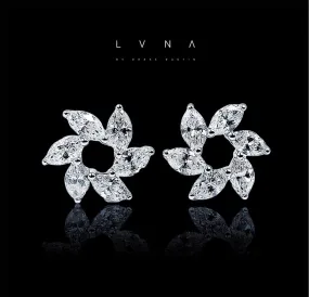 PREORDER | Spiraling Marquise Deco Stud Diamond Earrings 18kt