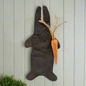 Primitive Easter Spring Flat Bunny with Carrot Hanger 15.75"