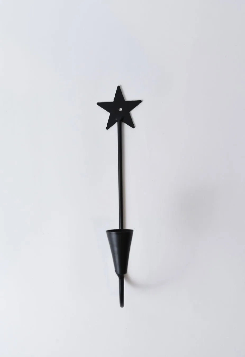 Primitive Rustic Black Iron Star Taper Wall Sconce 9"
