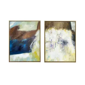 "Earthen Harmony" Abstract Hand Painted Floating Framed Canvas Wall Art Print 2 Piece Set, 24x36 Inches Overall