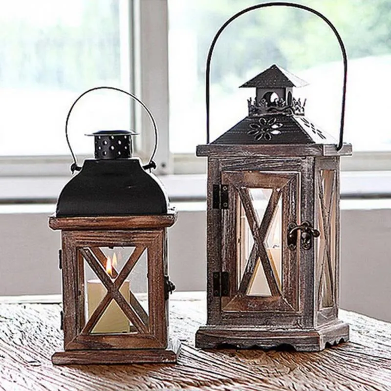 Retro Large Candle Lantern Iron Art Extra Large Floor Candle Lantern Hanging Decortive Candle Holder