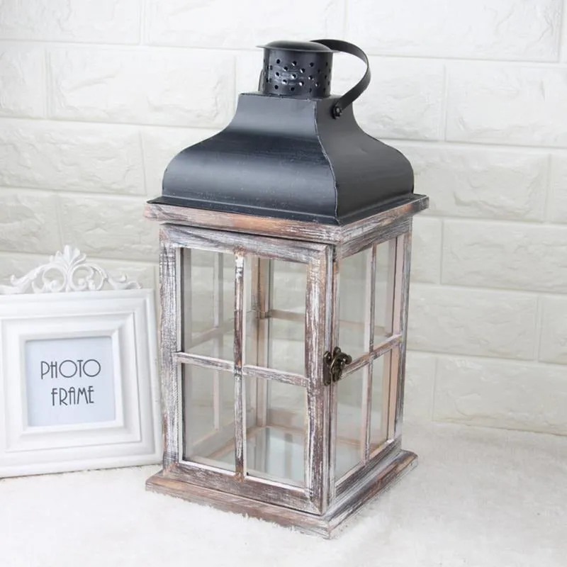 Retro Large Candle Lantern Iron Art Extra Large Floor Candle Lantern Hanging Decortive Candle Holder