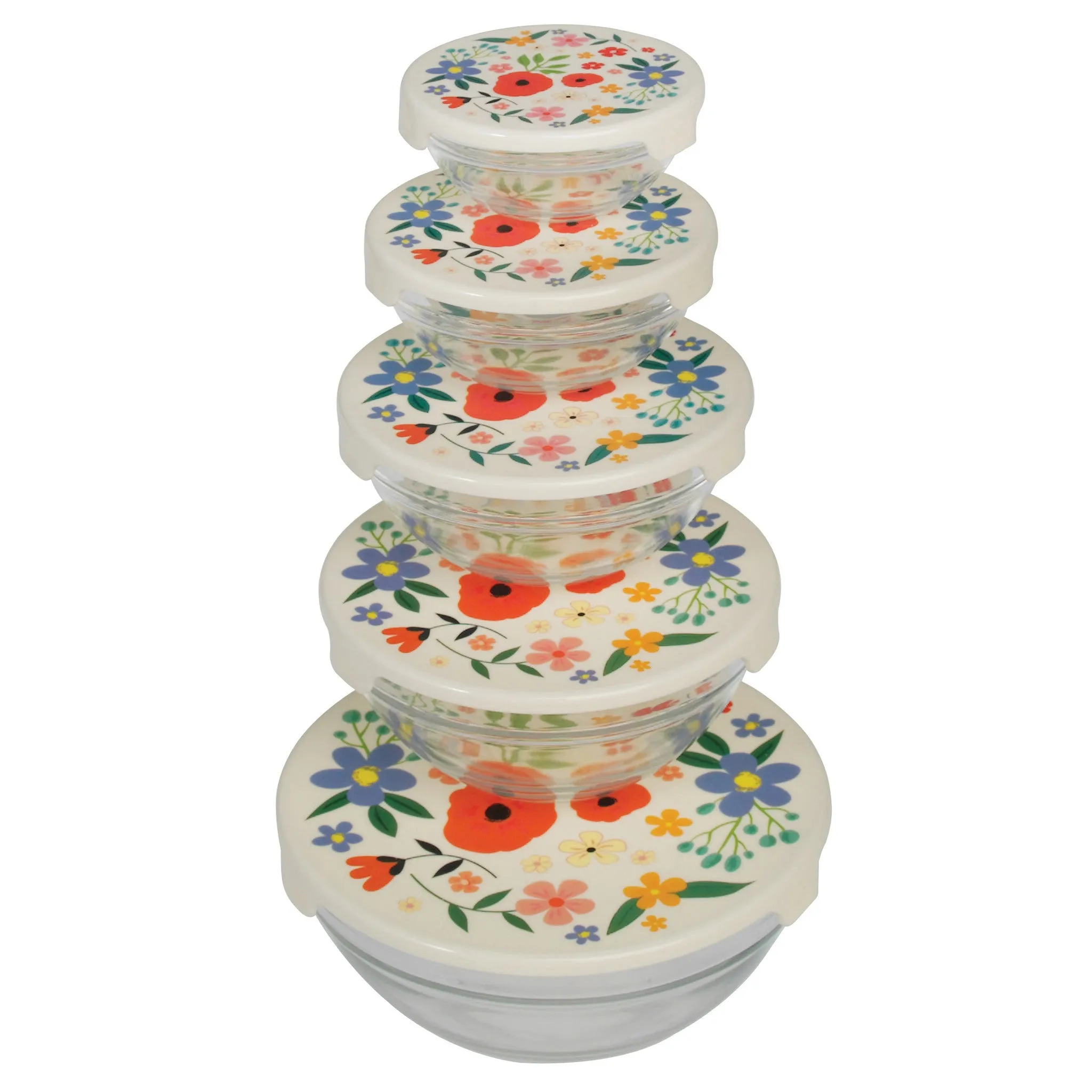 Rex Set of 5 Summer Meadow Glass Bowls