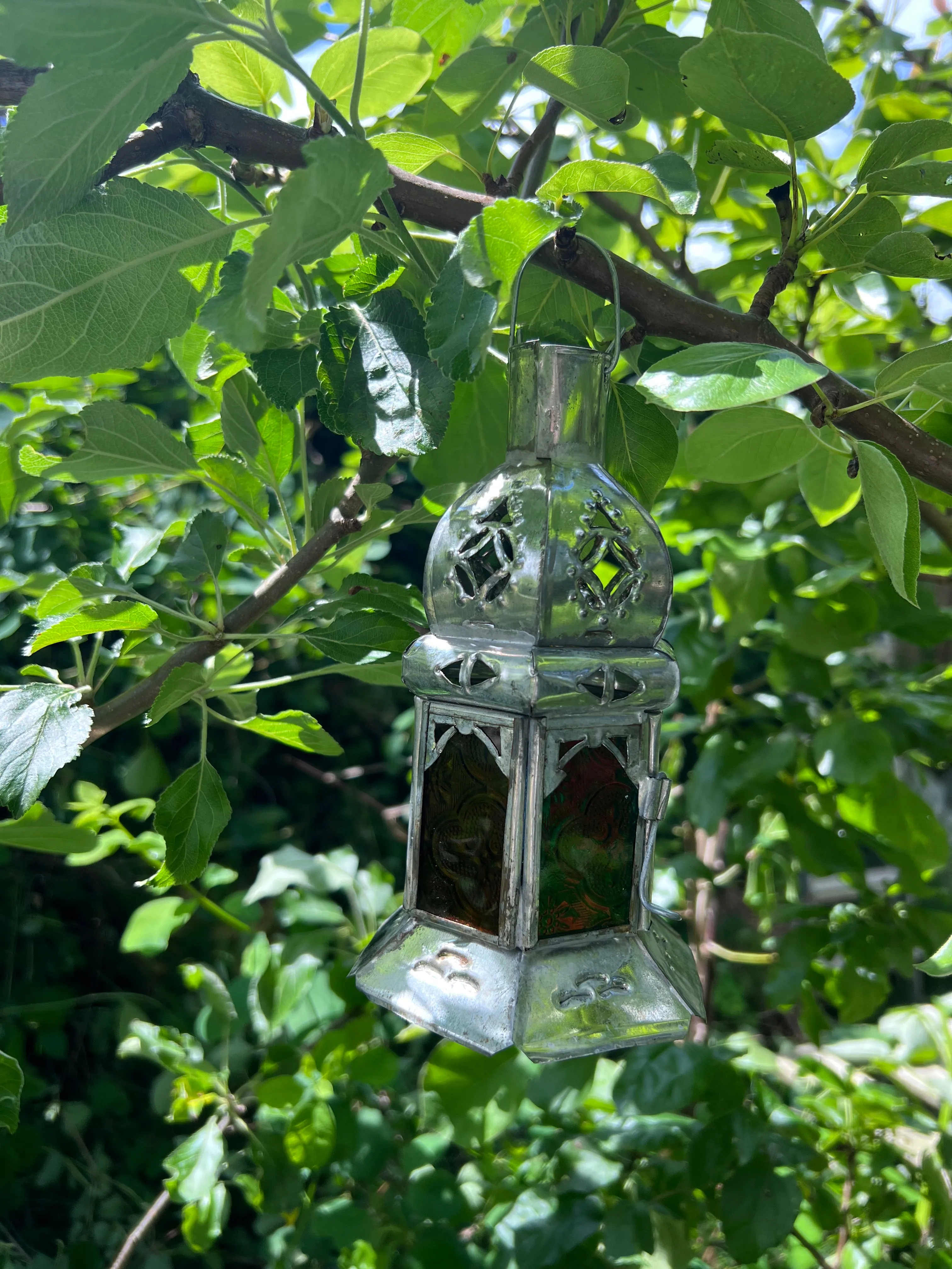 Rustic Moroccan Handmade Coloured Glass Lantern