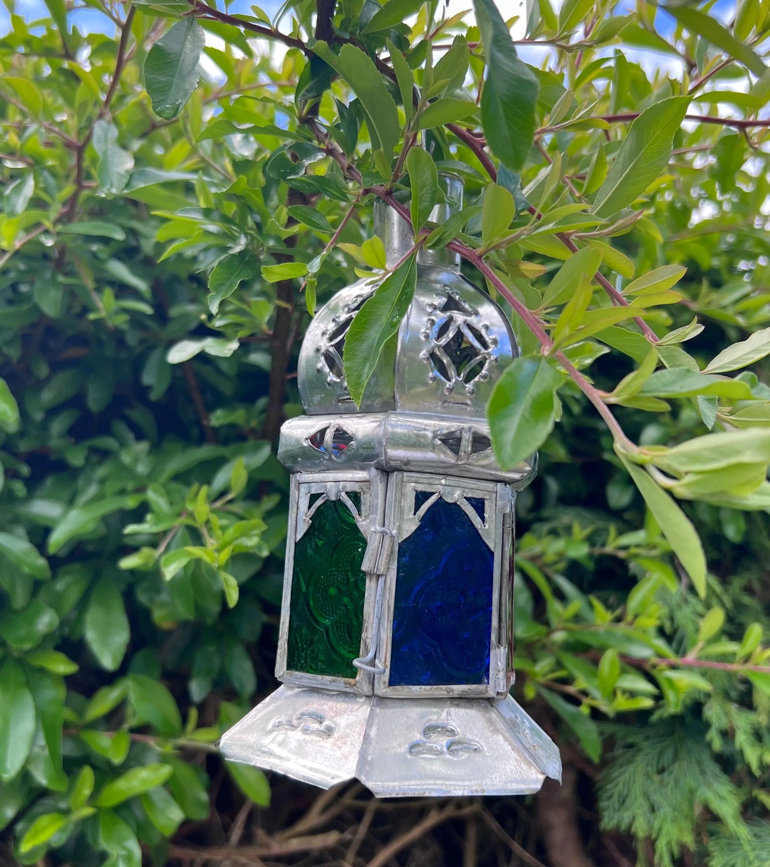 Rustic Moroccan Handmade Coloured Glass Lantern