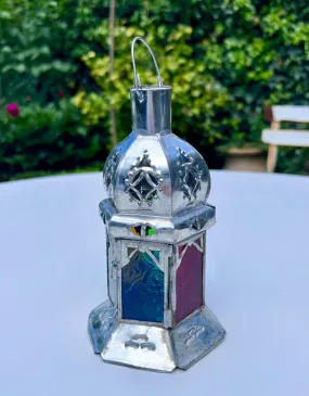 Rustic Moroccan Handmade Coloured Glass Lantern