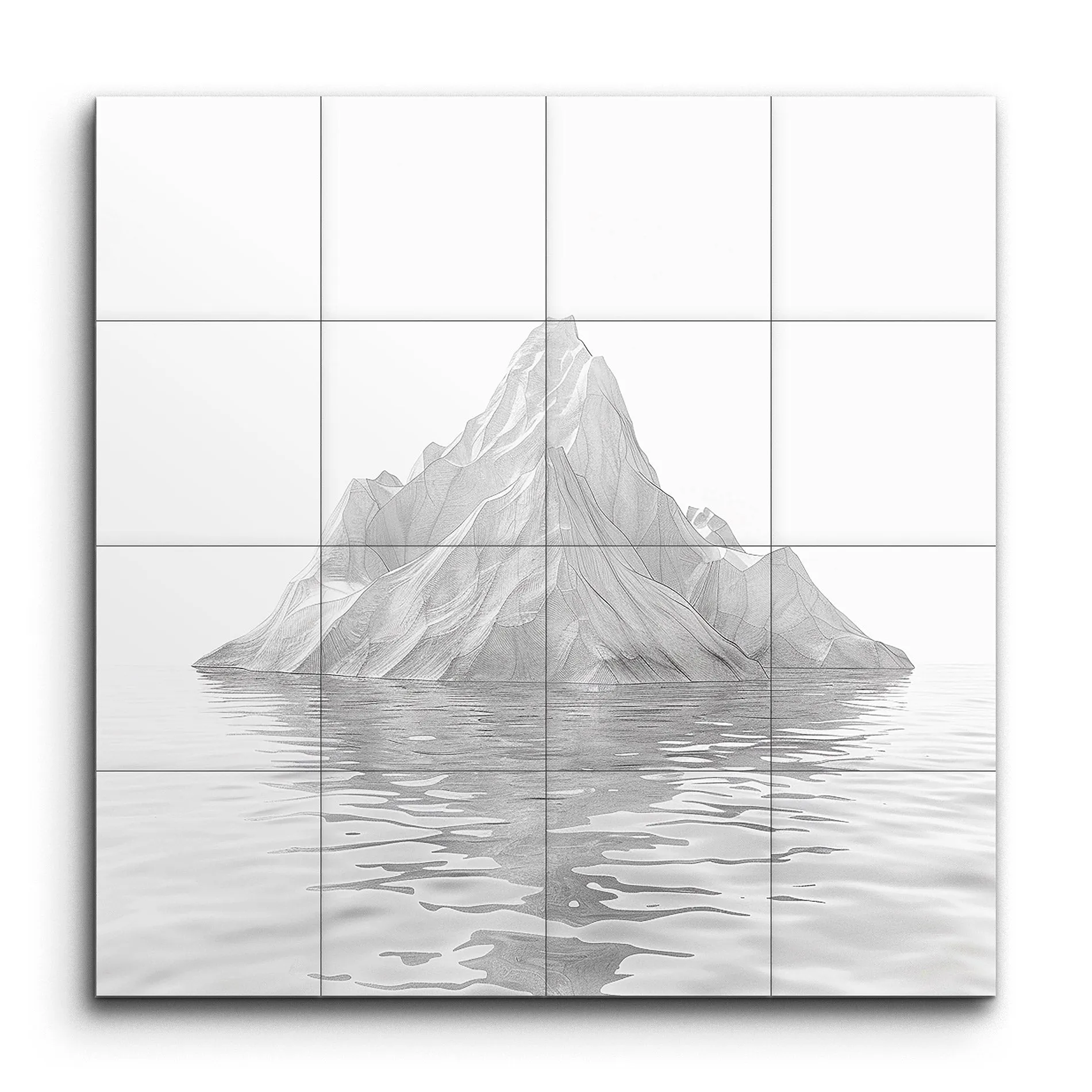 Serene Geometric Iceberg in Monochrome