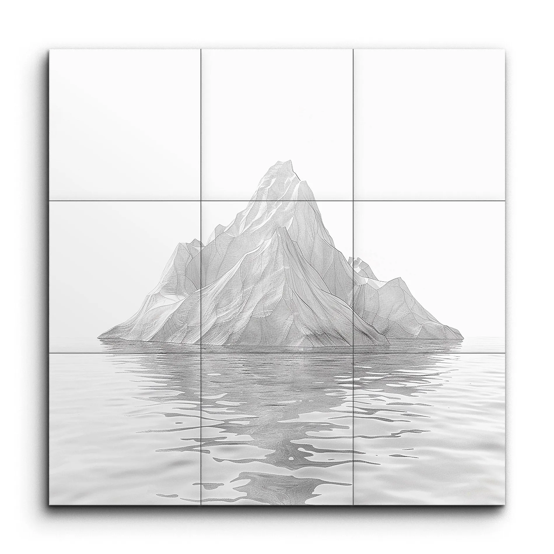 Serene Geometric Iceberg in Monochrome