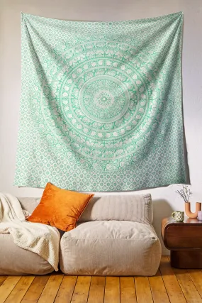 SheetKart Cotton Printed Wall Hanging Tapestry | Green Elephant Mandala | Bohemian Art | Home Decor | Perfect Gift | Aesthetic Room Decor | Proudly Made in India