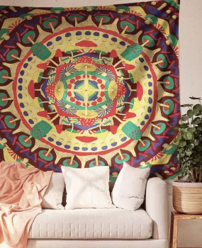 SheetKart Cotton Printed Wall Hanging Tapestry | Mushroom Print | Bohemian Art | Home Decor Art | Perfect Gift | Aesthetic Room Decor | Proudly Made in India