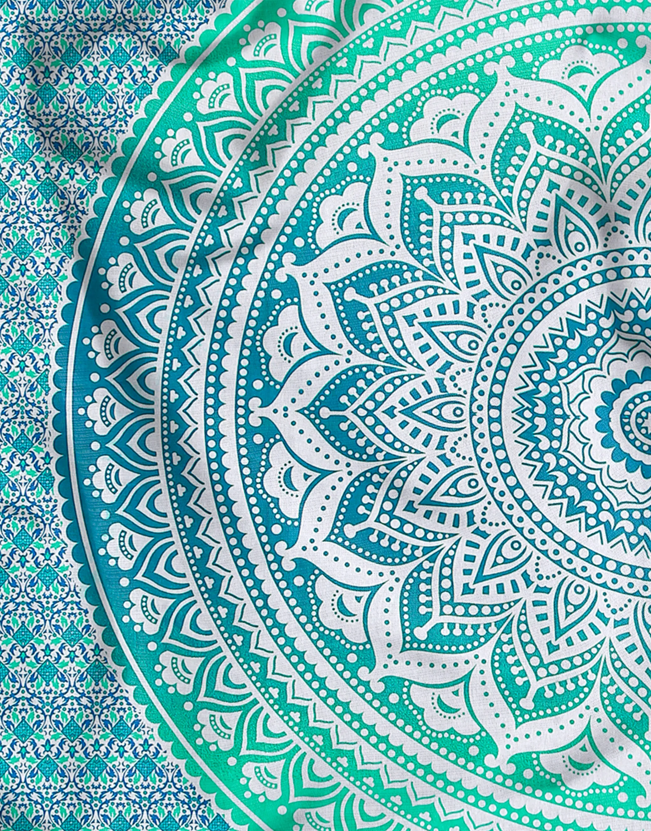 SheetKart Cotton Printed Wall Hanging Tapestry | Sea Green Ombre Mandala | Bohemian Art | Home Decor | Perfect Gift | Aesthetic Room Decor | Proudly Made in India
