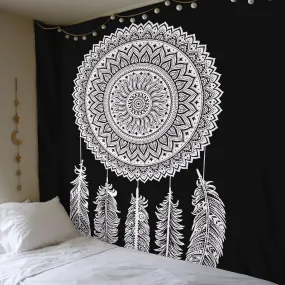 SheetKart Dream Catcher Wall Hanging Tapestry Black and White