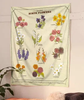 SheetKart Monthly Birth Flowers Cotton Wall Hanging Tapestry | 36 x 42 Inches | Bohemian Style Home Decor | 12 Unique Flowers | 100% Cotton | 7-Color Print