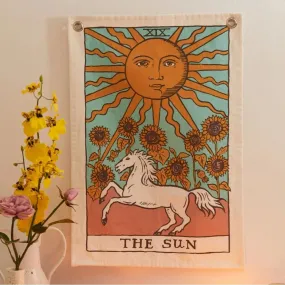 SheetKart Tarot Flag Tapestry - The Sun, Beige, Pack of 1