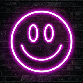 Smiley Face Neon Sign,Light Up Signs for Wall Decor,Pink Neon Lights,Preppy Room Decor for Teen Girls Aesthetic,Cute USB Led Sign for Women Bedroom/Dorm/Apartment Decorations,Cool Neon Party Supplies