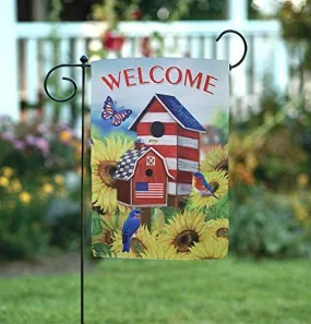 Spring Patriotic Birdhouse Garden Flag - 12" x 18"
