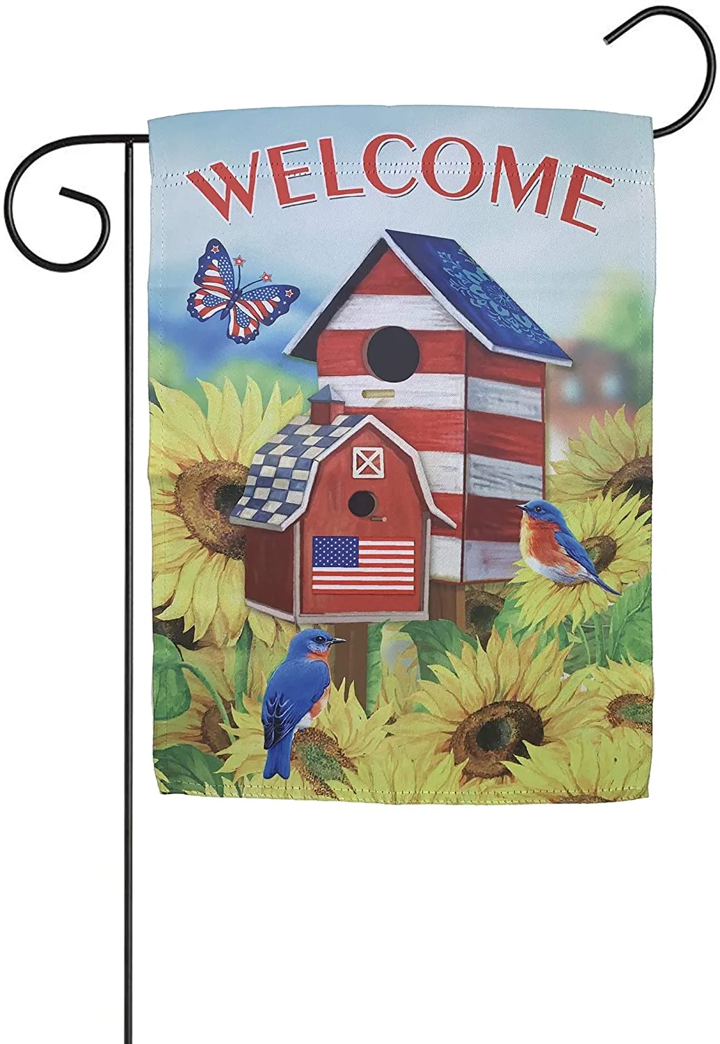Spring Patriotic Birdhouse Garden Flag - 12" x 18"