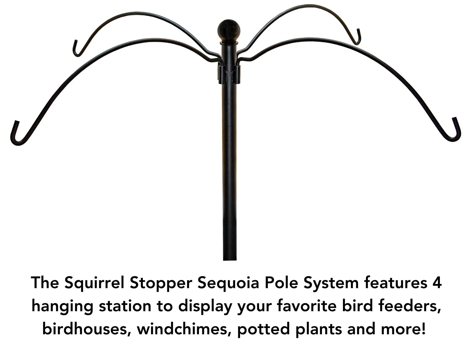 Squirrel Stopper Sequoia Squirrel Proof Bird Feeder Pole System with 4 Hanging Stations