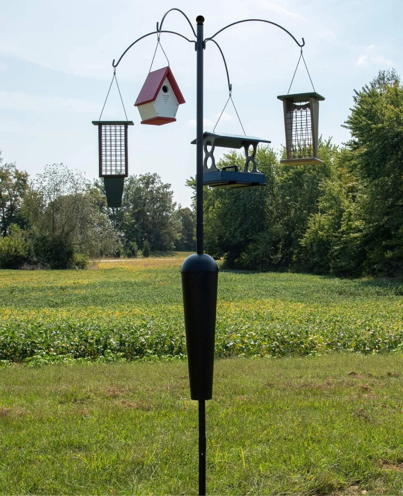 Squirrel Stopper Sequoia Squirrel Proof Bird Feeder Pole System with 4 Hanging Stations