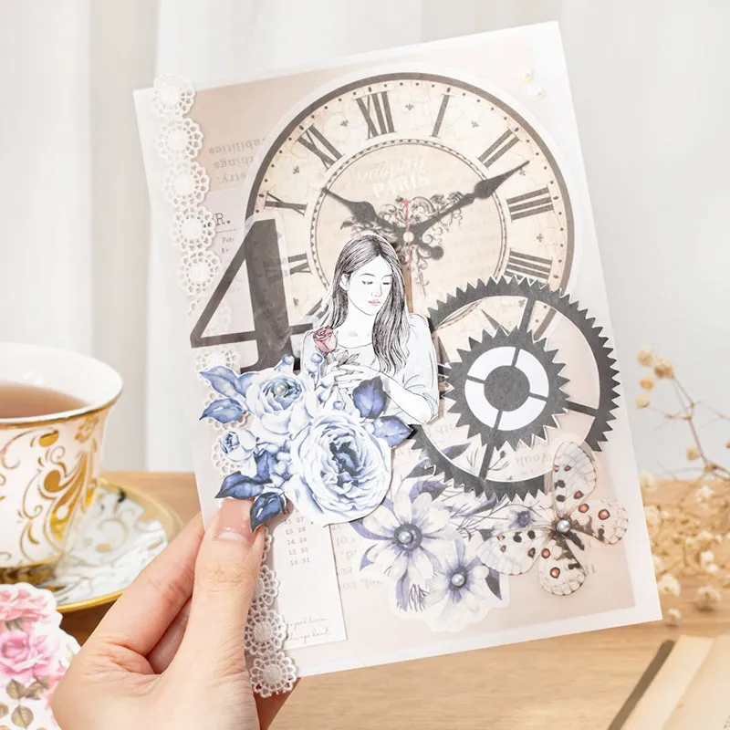 Steampunk Style Washi Stickers - Numbers, Clocks, Gears, Flowers